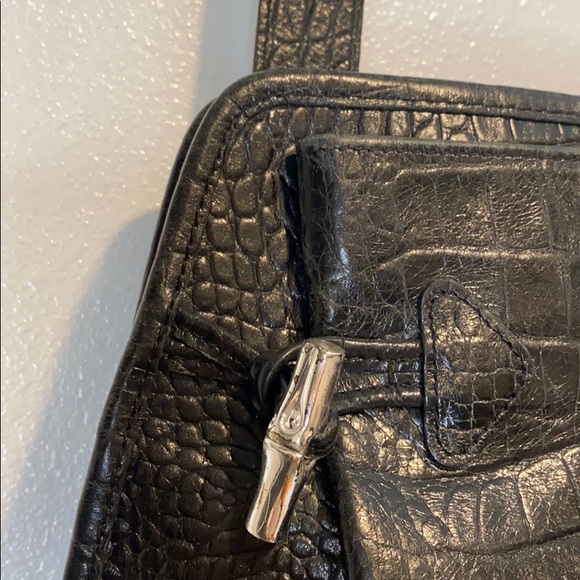 Longchamp Croc Roseau Side Zip Toggle Shoulder Bag - Picture 3 of 16